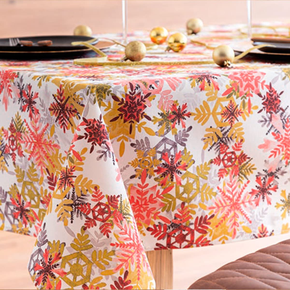 Lanovenanube Mantel Navidad Antimanchas Colmar Oro 140x250 Impermeable