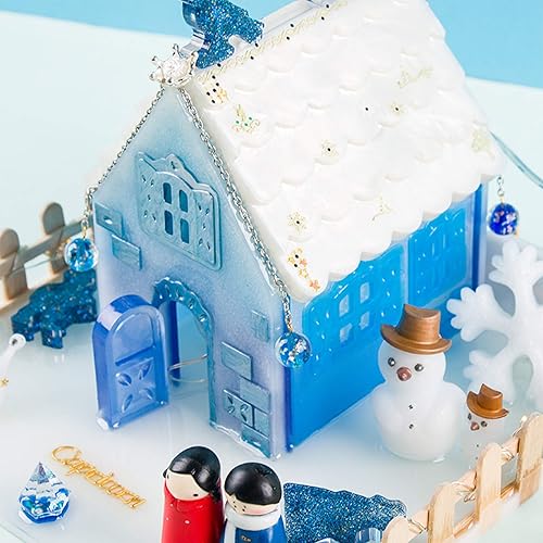 Miniatura 5 de Ylliesy - Molde de silicona para Navidad, 2 unidades, diseño de casa de jengibre en 3D, jabón de chocolate, caramelo, arcilla polimérica, decoración