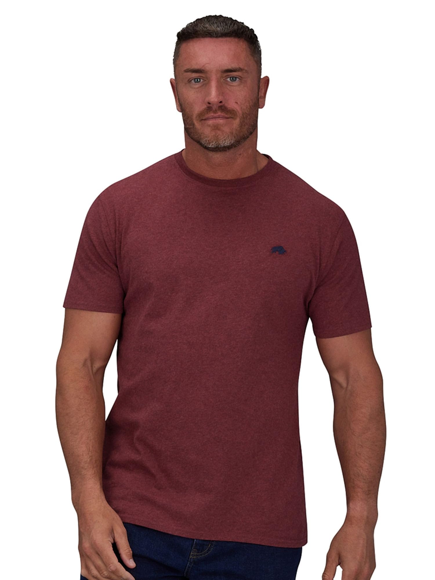 Raging Bull Men's Claret Embroidered Logo Soft Touch Classic Fit Short-Sleeved T-Shirt 4XL