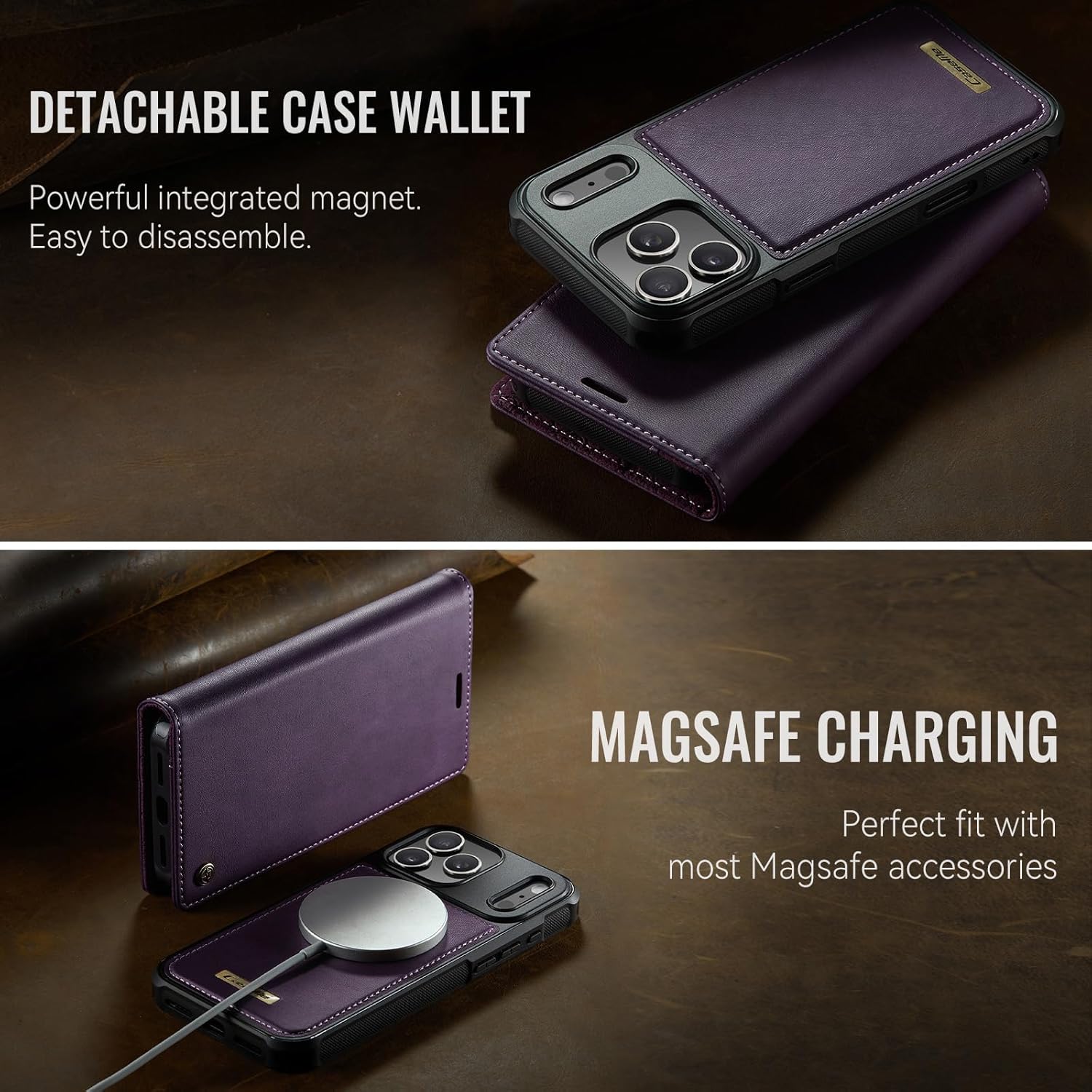 Kowauri Case for iPhone 17 Pro, PU Leather Wallet Flip Case with Card Holder RFID Blocking, Magnetic Detachable Shockproof Phone Cover Wireless Charging Compatible for iPhone 17 Pro (6.3 inch), Purple - Image 9