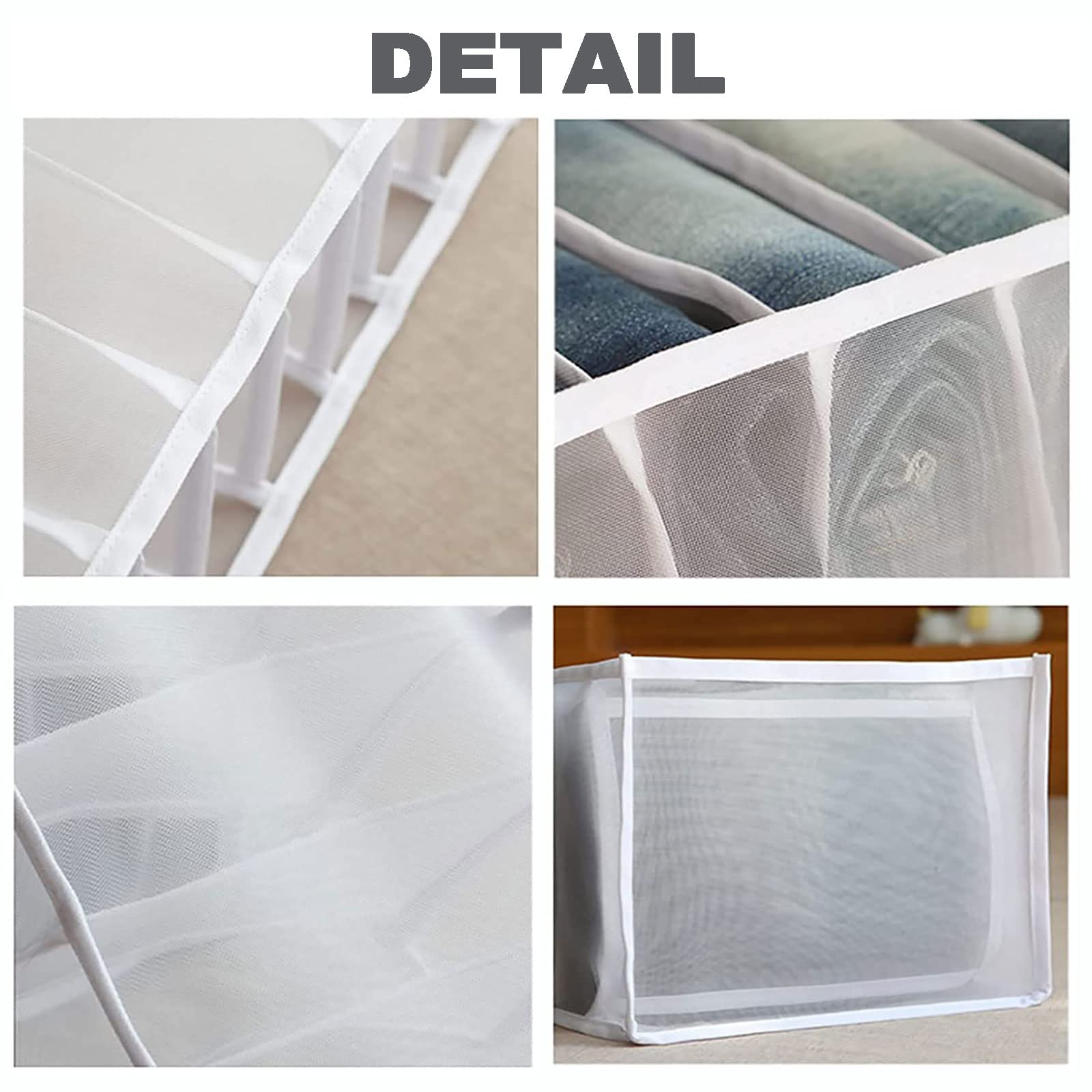 Garde-Robe Organisateur de vêtements pour tiroirs Boîte de séparation en Maille Pliable Lavable 2 boîtes de Rangement pour Ranger Les Chaussettes sous-vêtements Cravates Jeans Pantalons déco