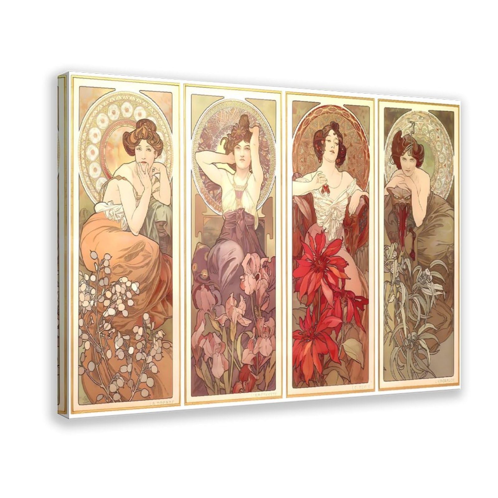 Qnvjqkdsi Frame Alphonse Mucha Vintage Canvas Poster Bedroom Decor Landscape Office Room Decor Gift 24" L X 36" W