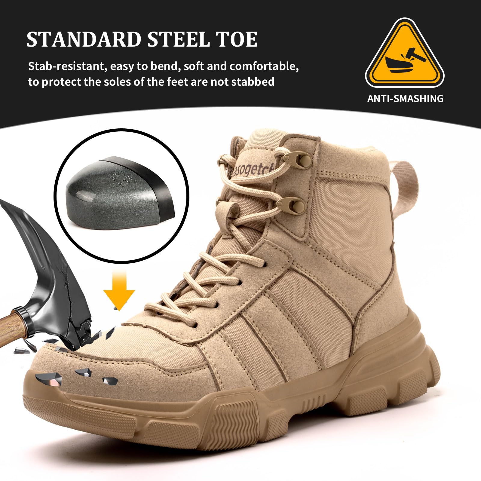 Botas de seguridad con puntera de acero para hombre y mujer, ligeras, transpirables, con construcción antideslizante para uso industrial