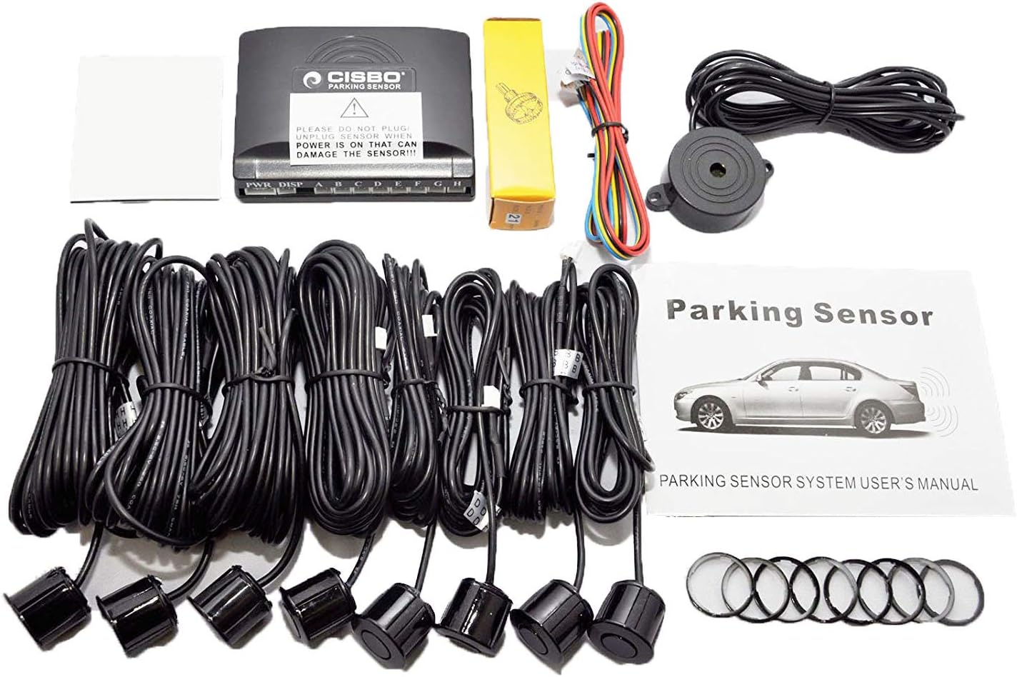 SB301-8 Parking Reverse Sensors Audio Buzzer System, Silver, Set of 8