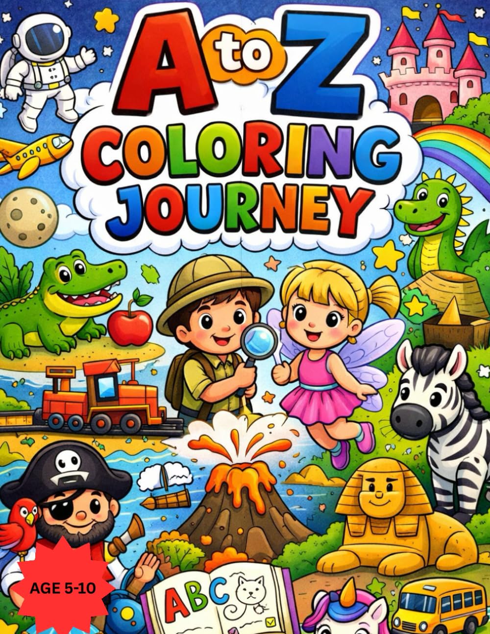 A to Z Coloring Journey: Big Letters, Cute Pictures & Easy Coloring Fun & Fun ABC Coloring Book to Learn Letters A–Z