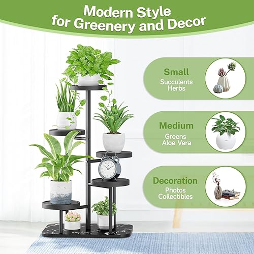 Miniatura 6 de iDavosic.ly Soporte para plantas de 5 niveles para interiores y exteriores, soportes de esquina escalonados para múltiples plantas, soporte de