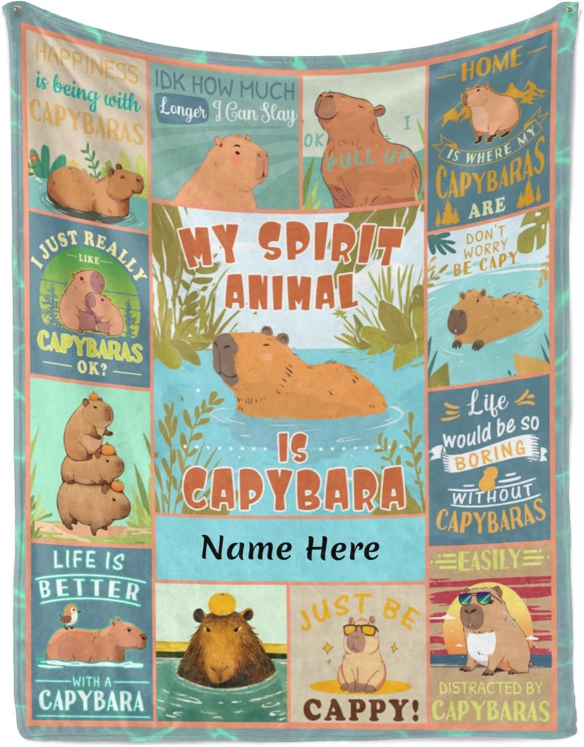 Name Blanket with Capybara, Decorative and Giftable Blankets for Men Women Home Decor for All Seasons, 80"x60"