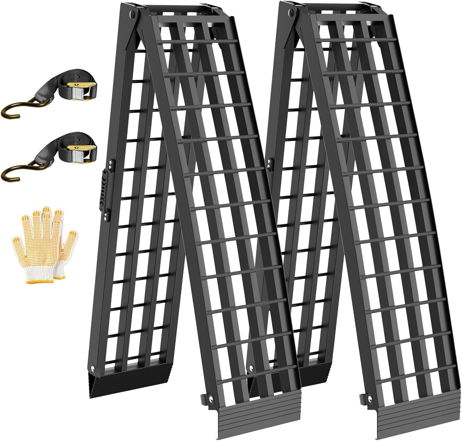 7.5 FT Heavy Duty Aluminum Folding Loading Ramp for Pickup Trucks, 3000 lbs Capacity Truck Loading Ramps for Motorcycles, ATV, UTV Lawn Mowers,Tractors & Golf Carts, 90" Lx12 W (2 Pack)