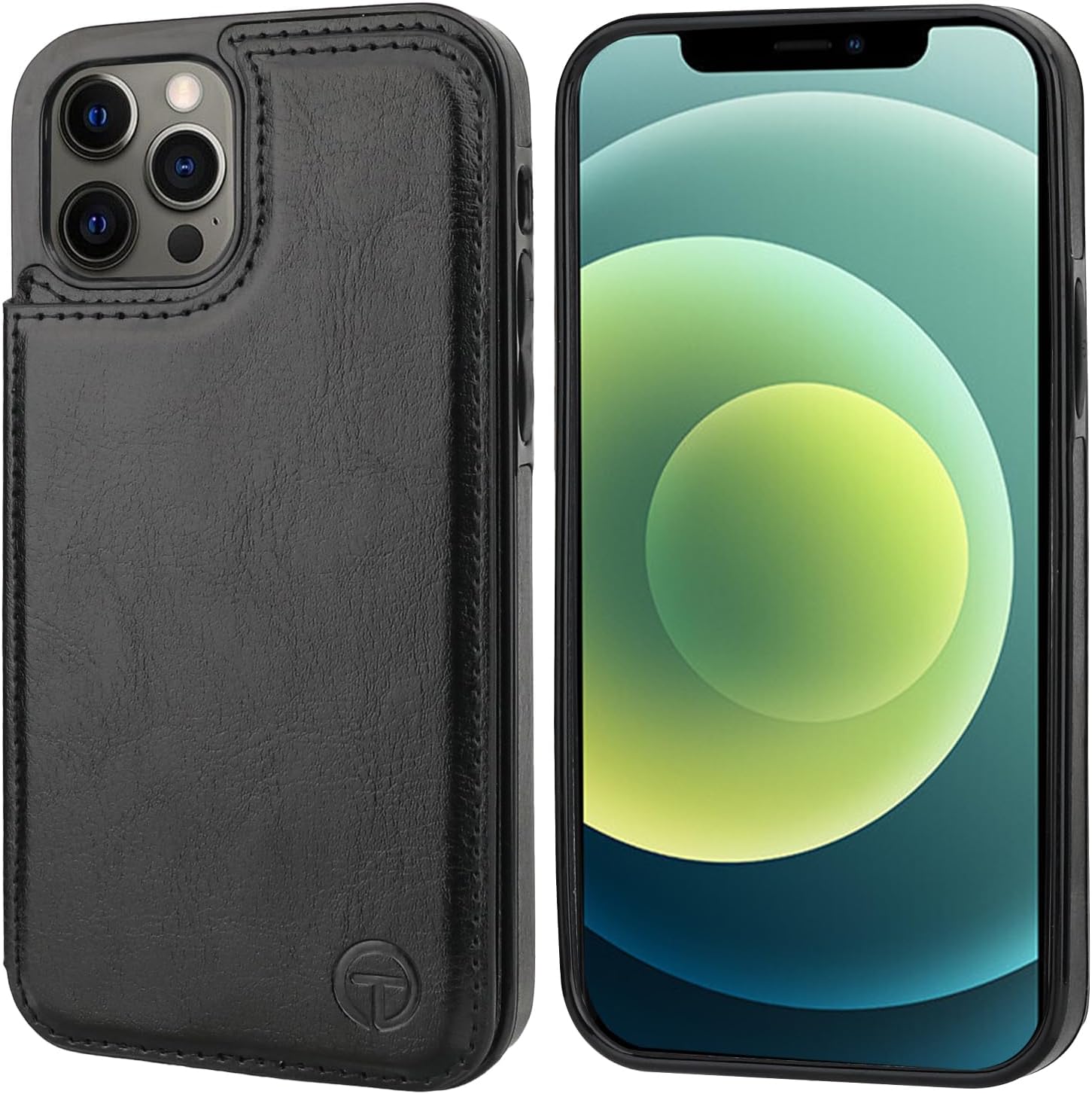 ONETOP Compatible with Magsafe for iPhone 12/12 Pro Wallet Case with Card Holder, PU Leather Kickstand RFID Blocking Case, Double Magnetic Clasp and Durable Shockproof Cover 6.1 Inch (Black) - Image 3