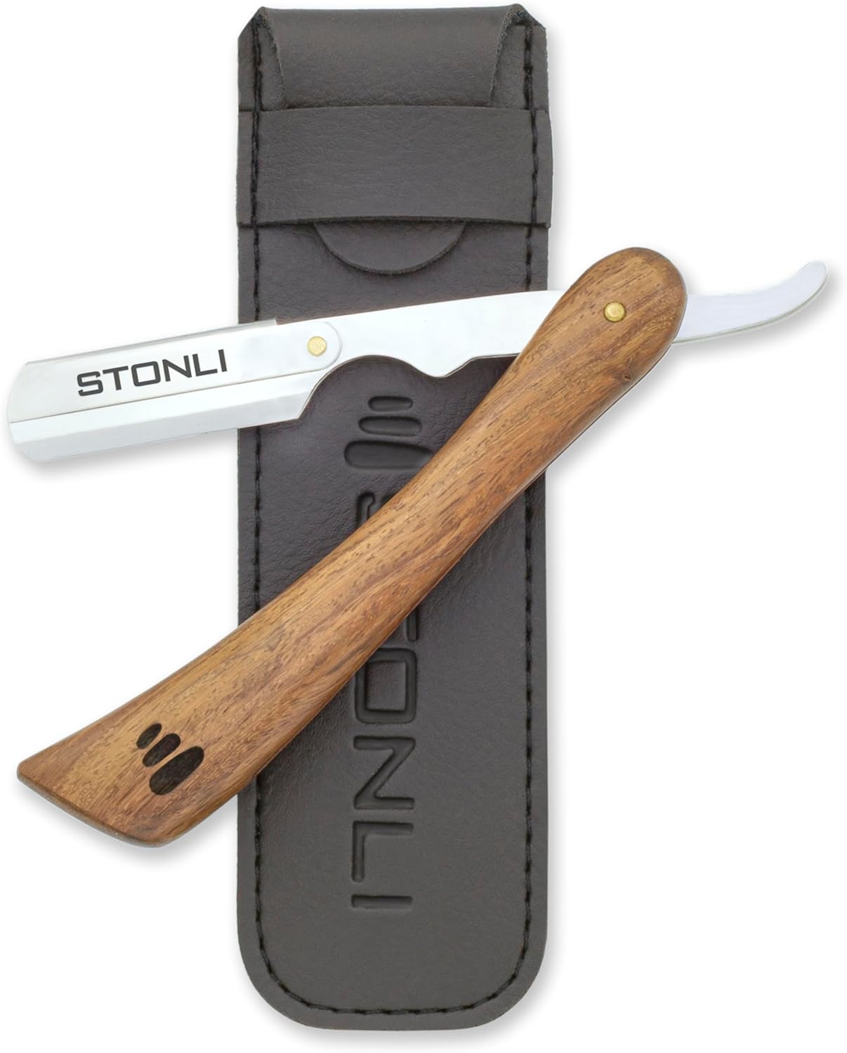 Premium Cut Throat Razor - Natural Wood Handle, Stainless Steel Swing ...