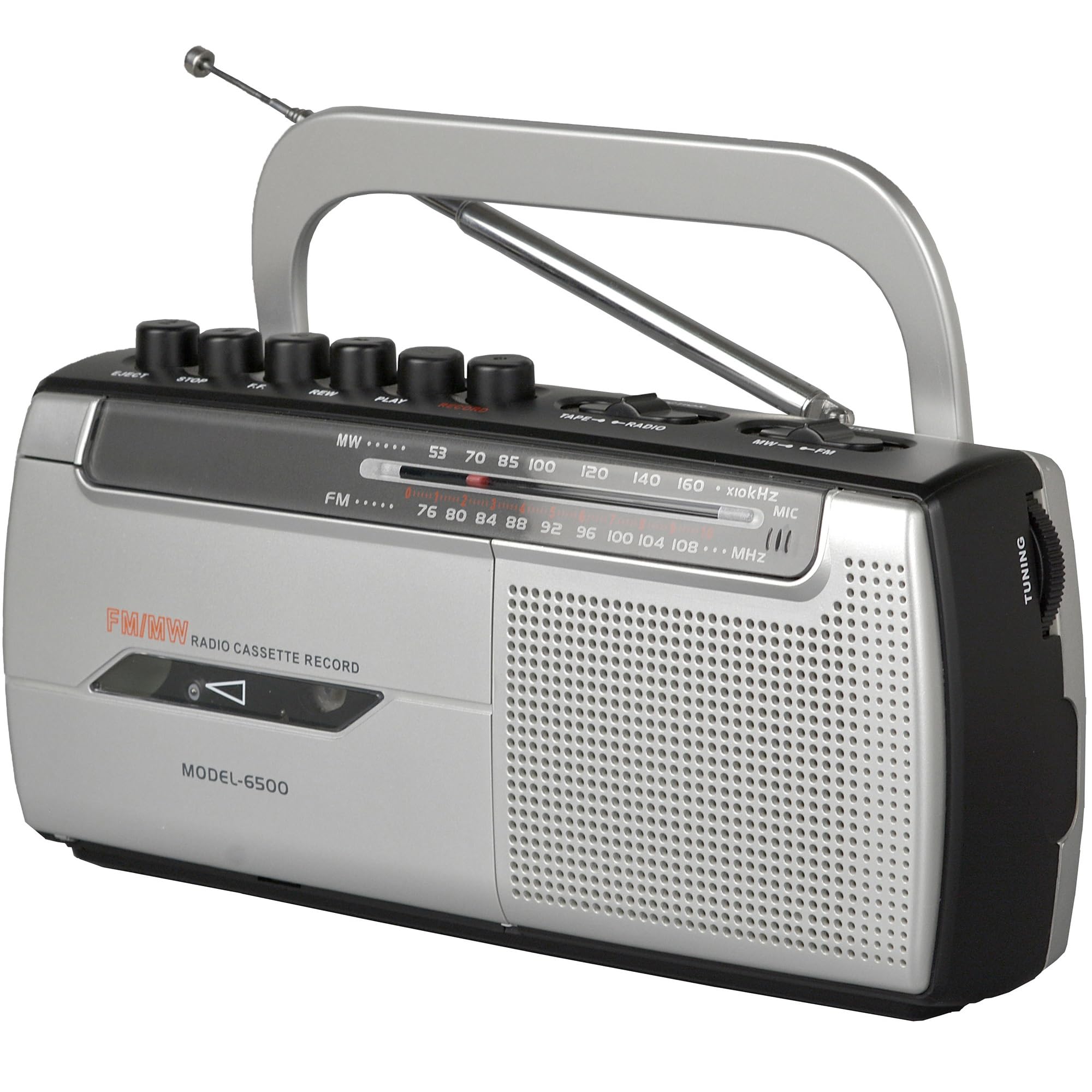 Boombox Lecteur cassette portable AM/FM radio stéréo avec grand haut-parleur et prise casque, idéal pour l'apprentissage des langues pour enfants et personnes âgées
