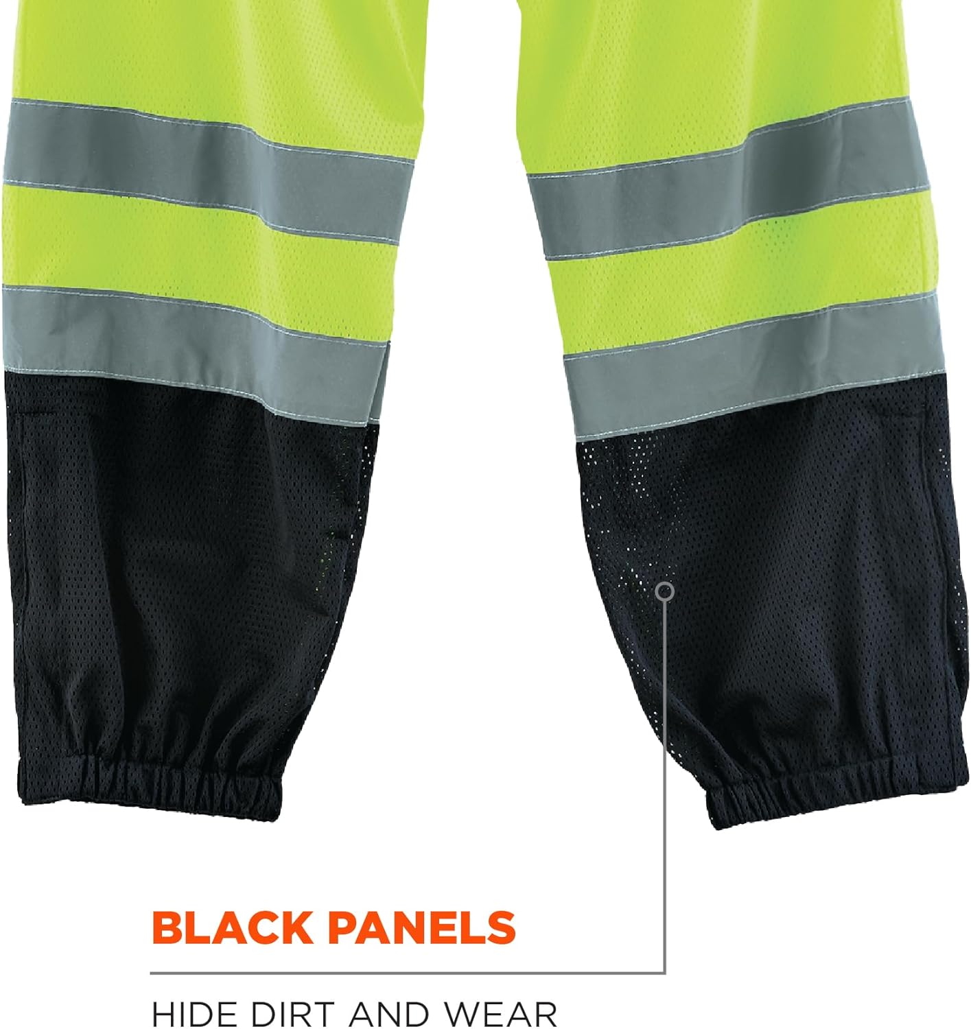 Black panels on lower legs to hide dirt