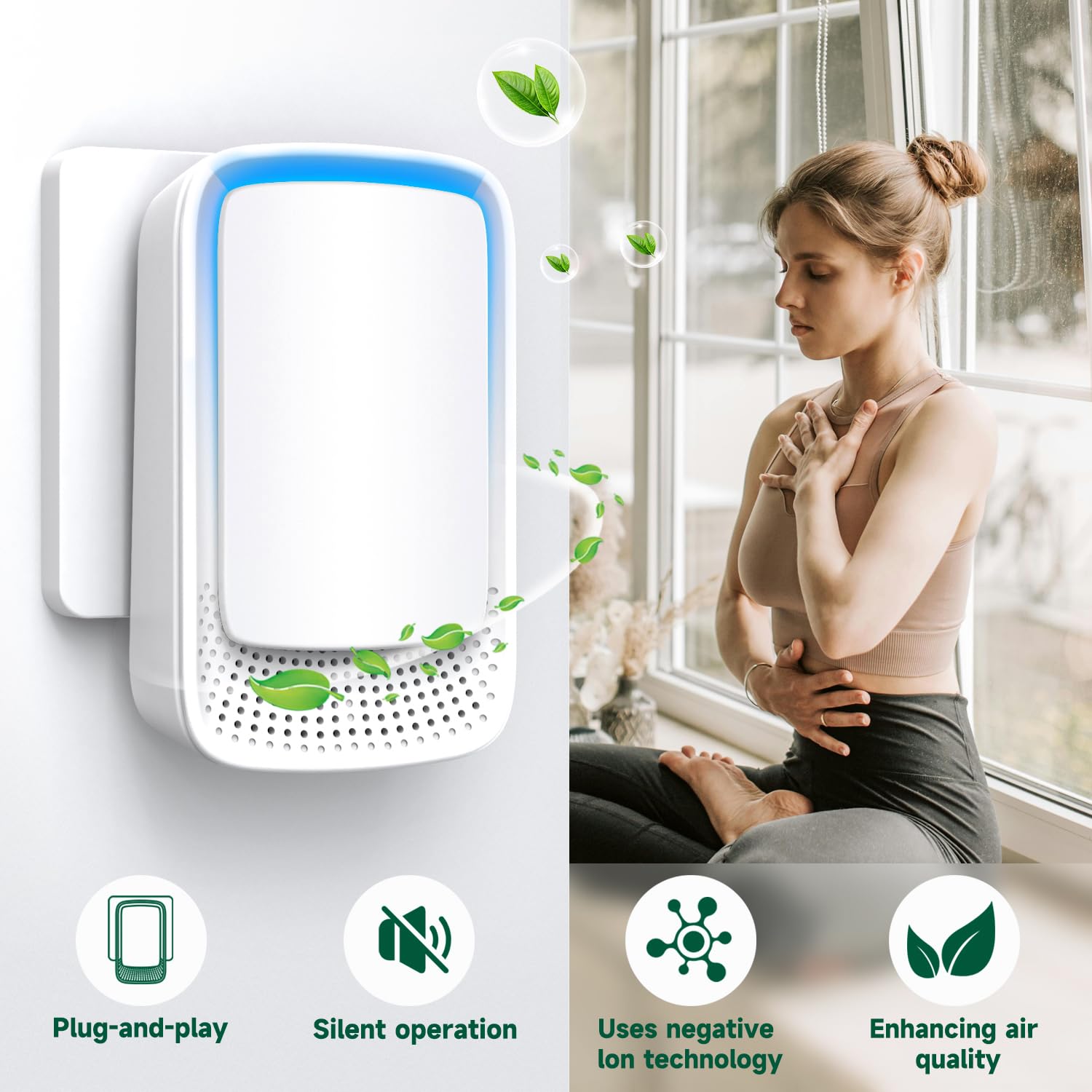 Purificador de aire (3 unidades) ionizador de aire negativo para uso doméstico, ionizador de aire móvil sin filtro, desodorización de iones negativos, mini purificador de aire para el hogar, oficina,