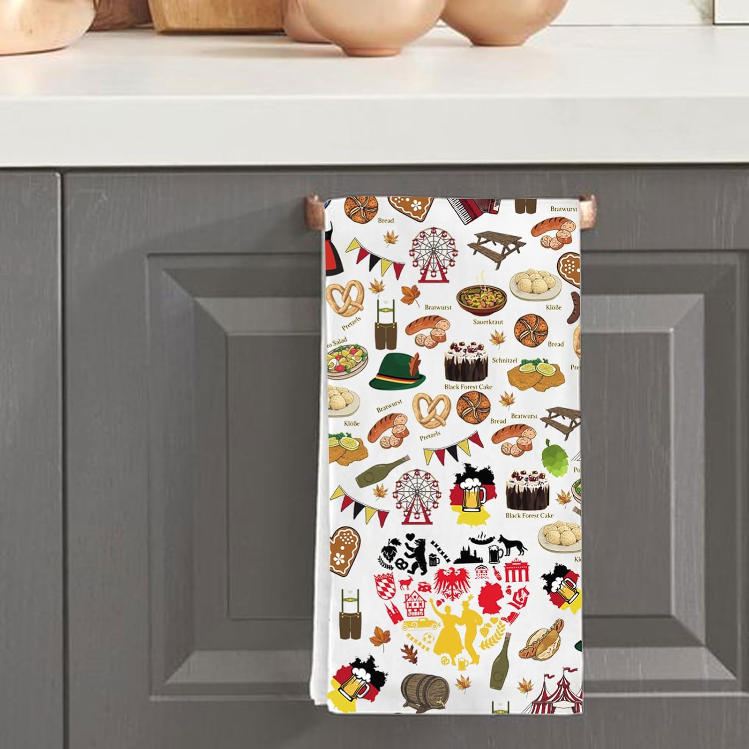 JXGZSO Germany Tea Towel Europe Cuisine Lover Gift German Kitchen Towel Germany Souvenir Gift Housewarming Gift (Germany Towel) - Image 3