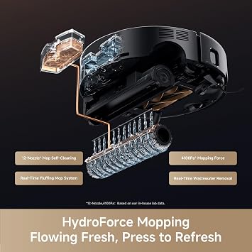 MOVA Z60 Ultra Roller Complete Robot Vacuum and Mop, 28,000Pa Suction, Roller Real-Time Flutting Self-Washing, Auto Carpet Shield, Extendable for Edge Cleaning, Anti-tangle DuoBrush, Care-Free Station