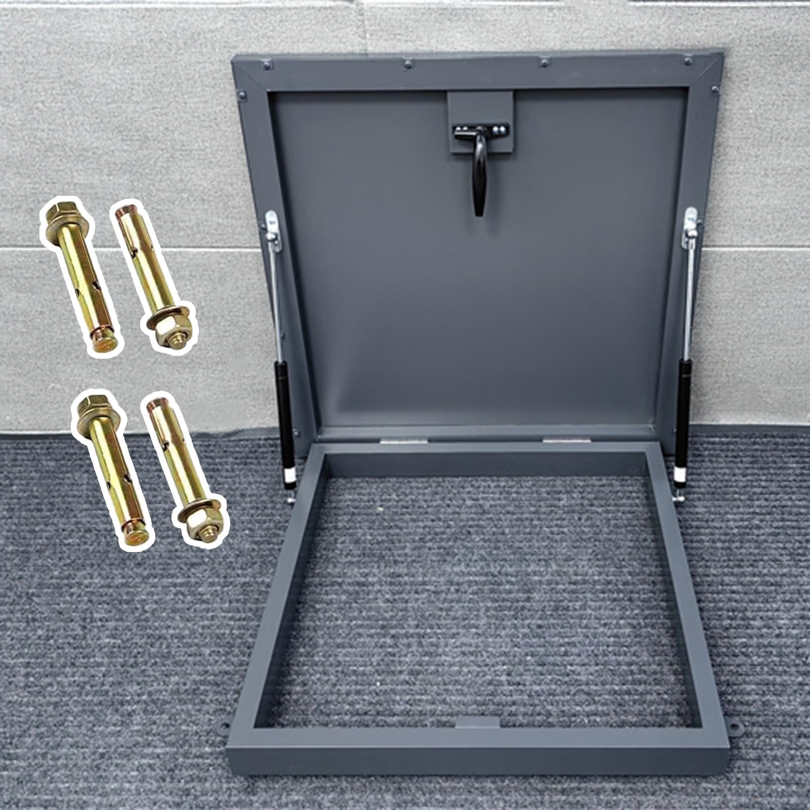 Trappe de toit de secours hydraulique 55x55 cm avec boulons pour aération de cave