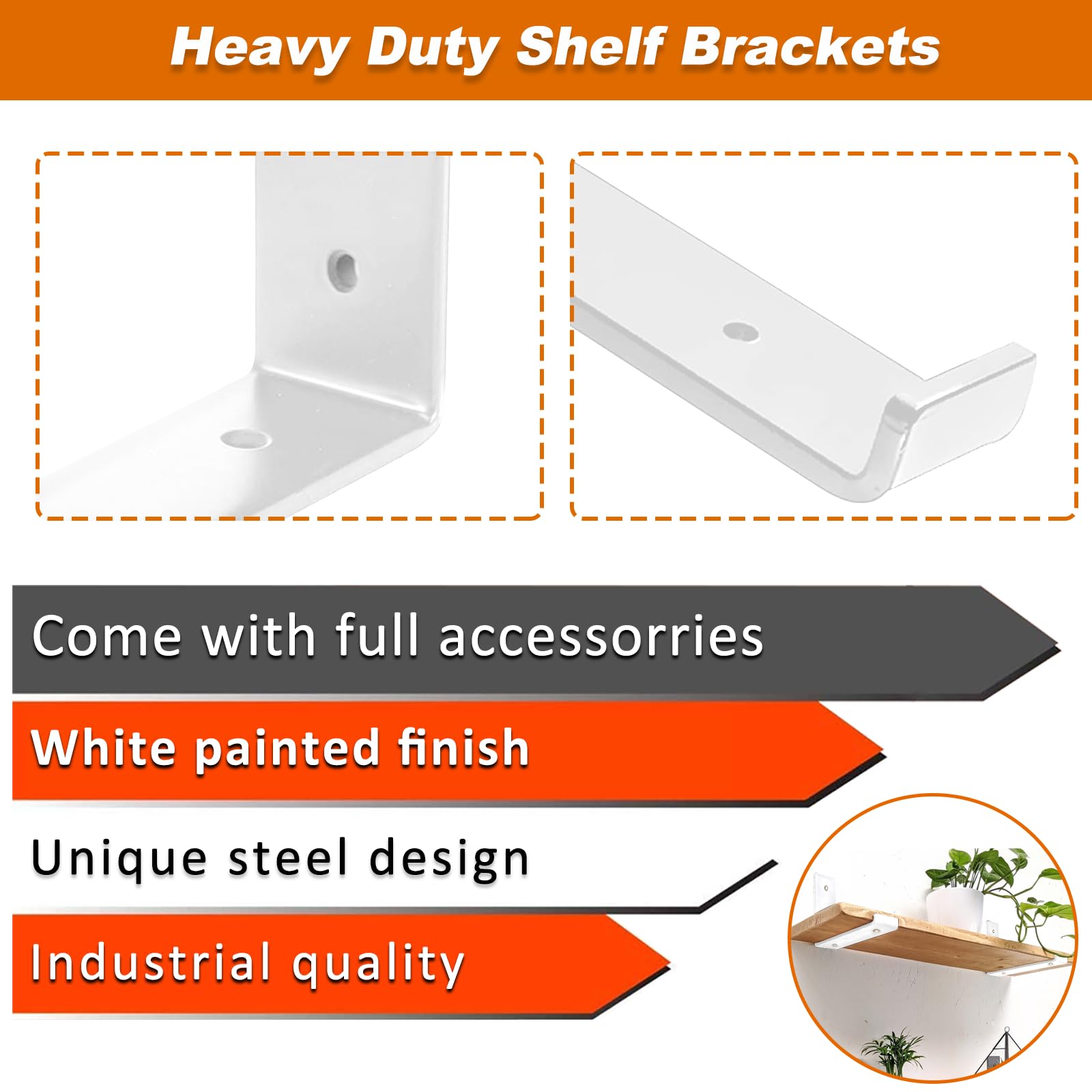 2 Stück Regalhalterung 15cm Weiß - L-förmige Schwerlast Halterungen Bis 50kg