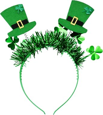 St. Patricks Day Headbands for Women Men,Green Shamrock Headwear Clover Hats Headband Boppers