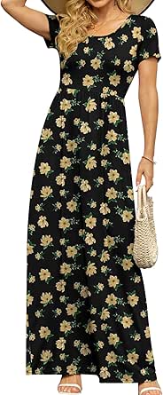 Long Floral Summer Maxi Dress Small Empire Waist Jersey Knit - View #2