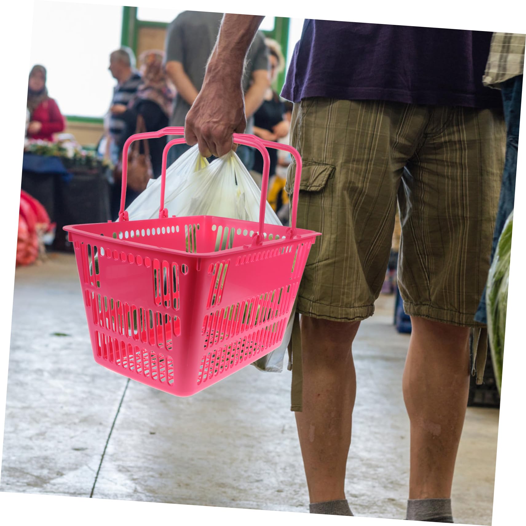 Cesta De La Compra Cesta De Supermercado Con Asa Carrito De Compras De Plastico Cesta De Tiendas Minoristas Cesta De Almacenamiento De El Plastico Rosa Cesta De Baño Espesar