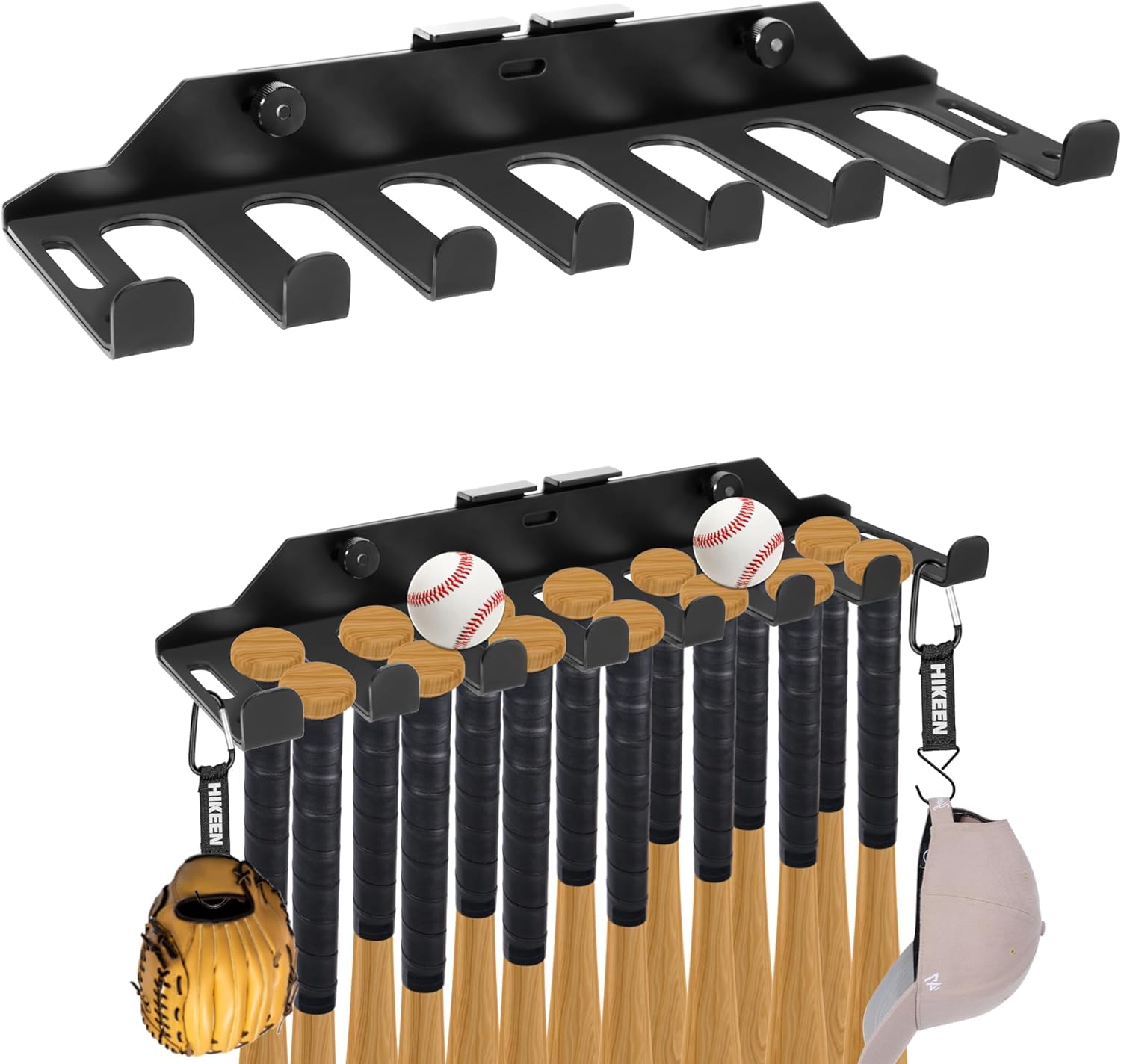 BOOSTEADY Support Mural pour Battes de Baseball et Softball, Porte-Batte de Baseball en Acier Robuste pour Clôture de Pirogue, Support de Rangement Pouvant Contenir 14 Battes