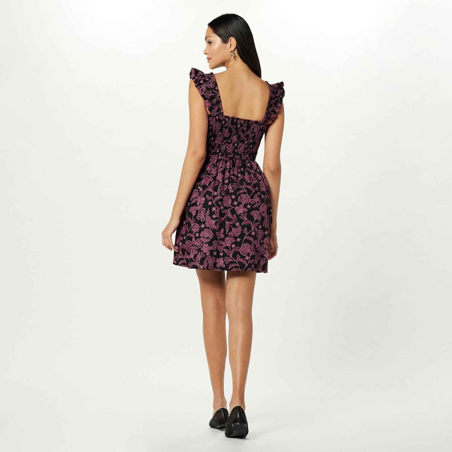 The Drop Womens Kari Ruffled-Shoulder Smocked Mini Dress - Image 2