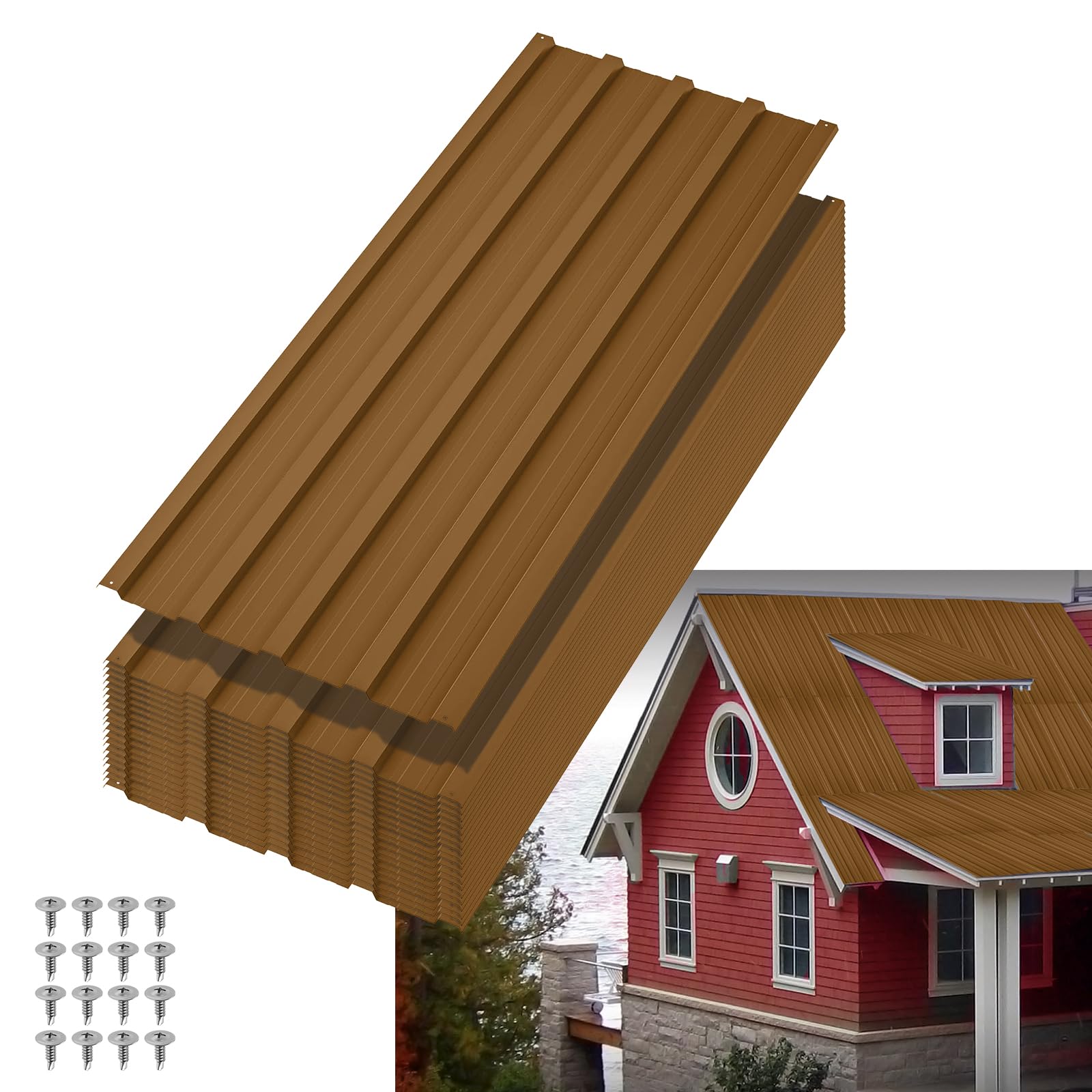 GarveeLife 20 Pcs Metal Roofing Panels, Galvanised Corrugated Roof Sheets