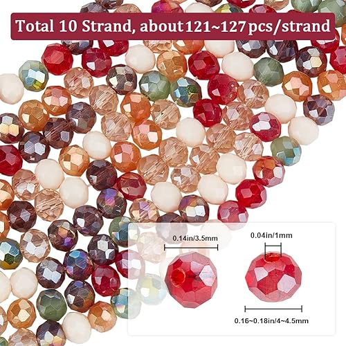 Miniatura 2 de Beebeecraft Alrededor de 1000 cuentas de vidrio de 0.157 pulgadas (0.157 in) de cristal carmesí multicolor facetadas Roundel Briolette cuentas