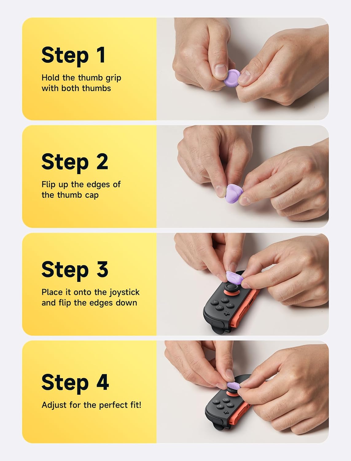 JSAUX Thumb Grips for Nintendo Switch 2 (2025), Switch Thumb Grip Caps, Ergonomic Design, Enhanced Gaming Grip, Comfortable & Durable, Joycon Grip Button Stick Cover - Purple, 3Pairs(6pcs) - Image 7