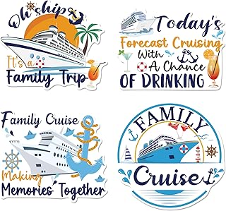 Large Cruise Door Decorations Magnetic - Cosmisun 4 PCS Family Themed Cruise Ship Door Decorations Magnets Funny Sea Navigation Ship Anchor Magnet Decor for Carnival Cabin Refrigerator Decorative