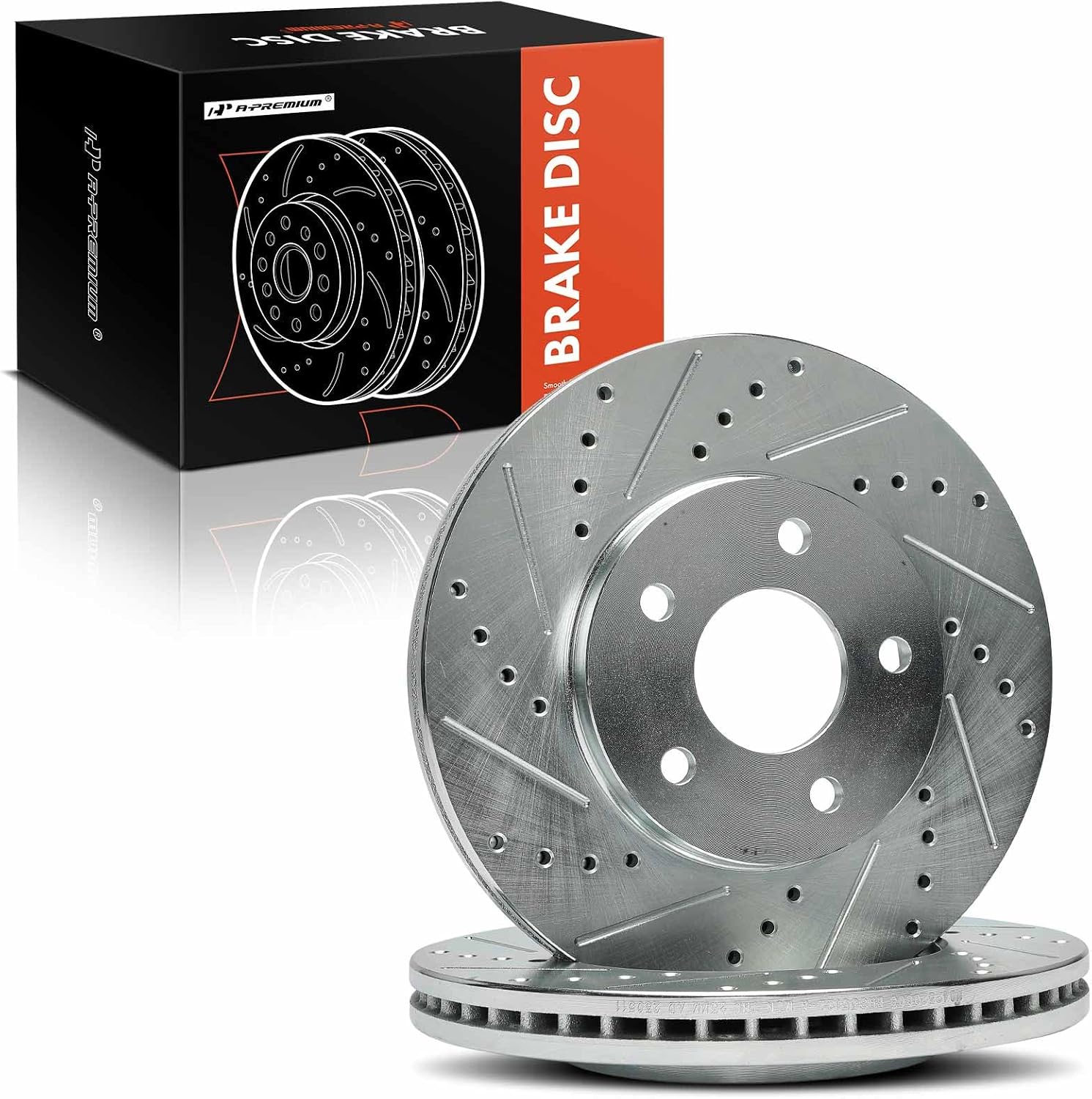 A-Premium 10.87 inch (276.00mm) Front Drilled and Slotted Disc Brake Rotors Compatible with Chevrolet Models - HHR 2006 2007 2008 2009 2010 2011, 2-PC Set