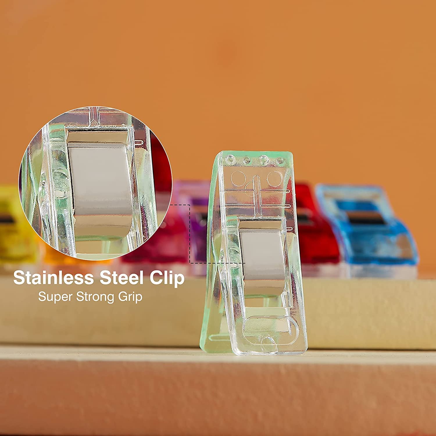 QMay Sewing Clips, 100 Pcs Premium Quilting Clips, Versatile Craft Clips for Quilting, Fabric, Binding, Crocheting, Kniting etc. Color: Random, Size: 27x15x10 mm - 4