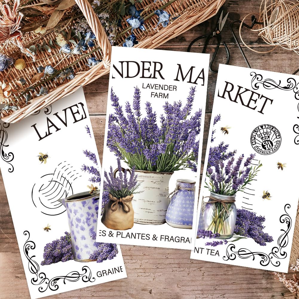 Décalcomanies à Frotter Lavande - 8 Feuilles Vintage - Pour Artisanat Et Four - Neuf