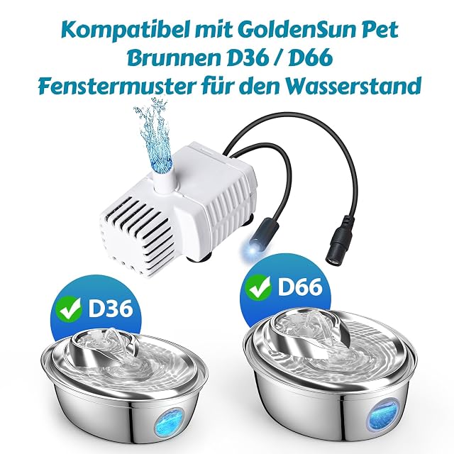 Foto 2 de 7 de GoldenSun Reemplazo de bombas de agua D36/D66 Fuente para gatos con ventana de nivel de agua