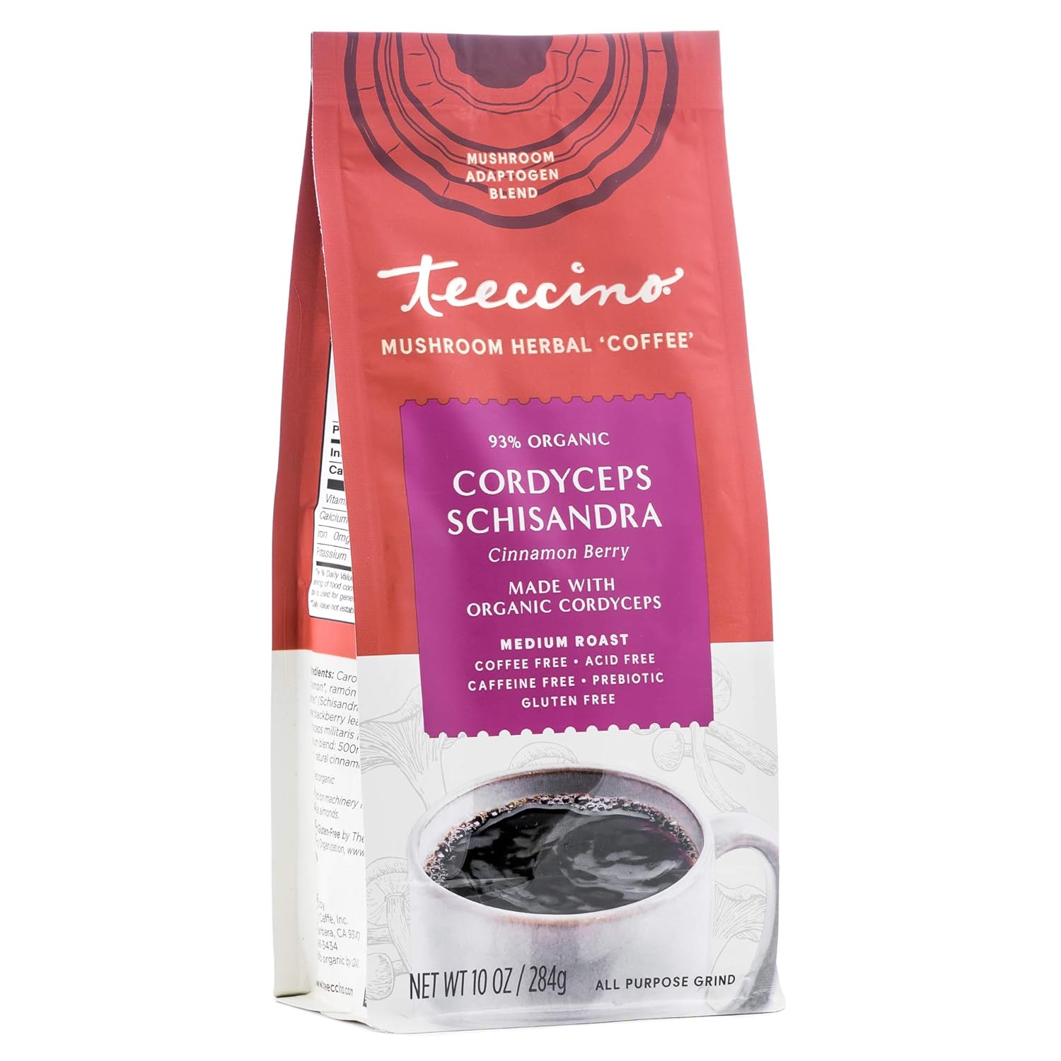 Teeccino Chaga Ashwagandha Coffee Alternative, 5 Lb Bag - Butterscotch Cream - Organic, Adaptogenic Herbal Mushroom Coffee, Medium Roast, Caffeine Free, Prebiotic, Acid Free, Gluten Free