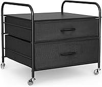 Vista 9 de Mini soporte para nevera con almacenamiento, 120 libras BlackMini mesa de nevera, carrito de refrigerador de 2 cajones con ruedas, soporte