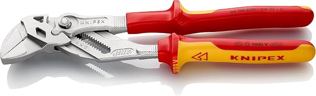 Knipex Pliers Wrench pliers and a wrench in a single tool chrome-plated, insulated with multi-component grips, VDE-tested 250 mm (self-service card/blister) 86 06 250 SB