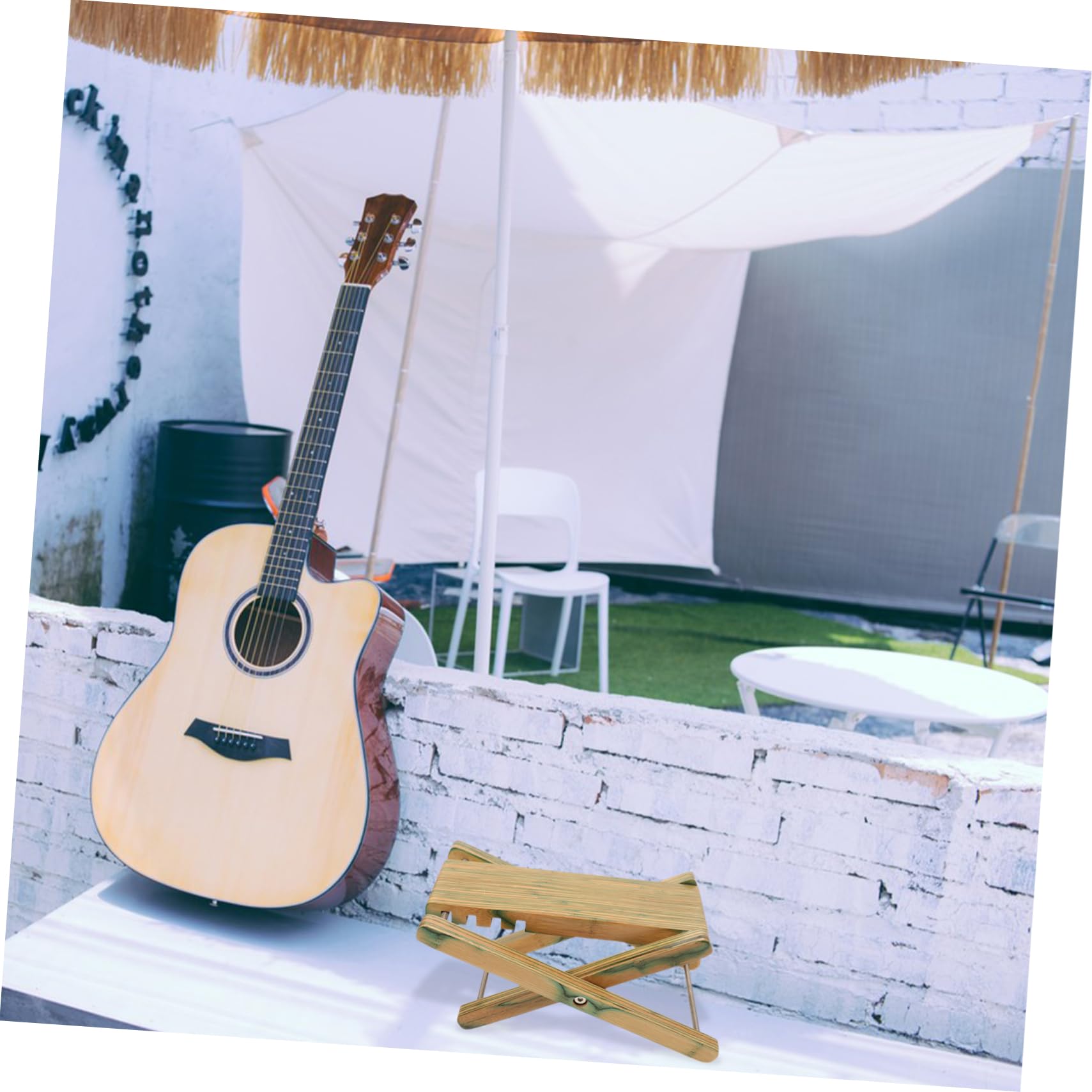 ORFOFE Sgabello Poggiapiede in Legno Pieghevole Regolabile per Chitarra