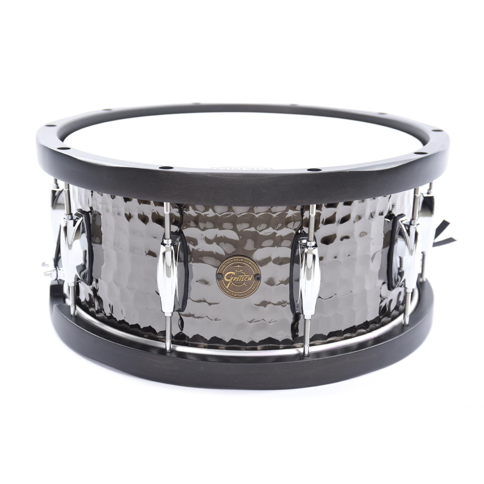 Gretsch Snare Drum - Full Range 14 x 6.5, Hammered Black Steel with Wood Hoop