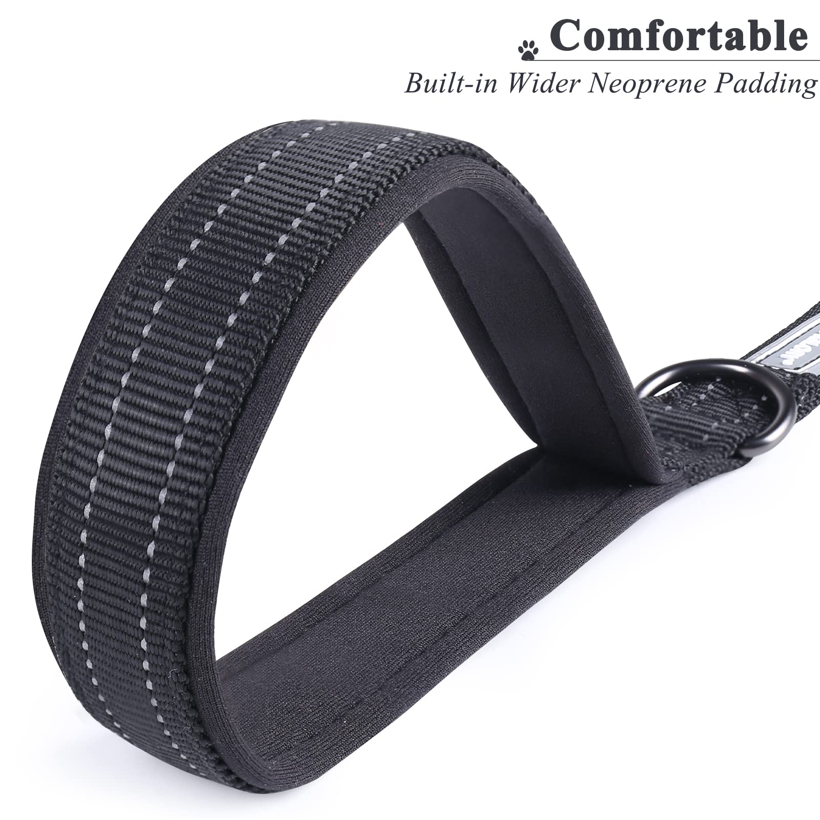 VIVAGLORY Short Dog Lead Closerok Traffic Leash for Dog with Soft Padded Handle for Training & Walking, 61cm, Black - Image 2