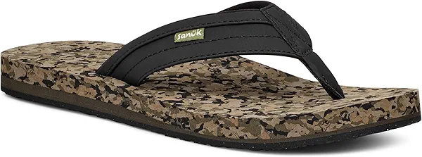 Sanuk Mens Ziggy ST | Flip Flops for Men | Mens Sandals | Beach Sandals | Water Friendly & Lightweight | Comfort Footbed, Black Multi, 11
