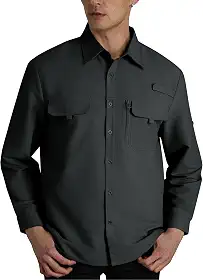 Camisas masculinas de pesca com proteção solar FPS 50+, UV, leve, secagem rápida, botões para trabalho, caminhadas, safári