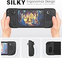 Vista 5 de Silicone Protective Shell Cover Skin Compatible With Steam Deck, Non-Slip Texture Handle Case for Steam Deck, Anti-Collision Cover with 4 Thumb Caps.