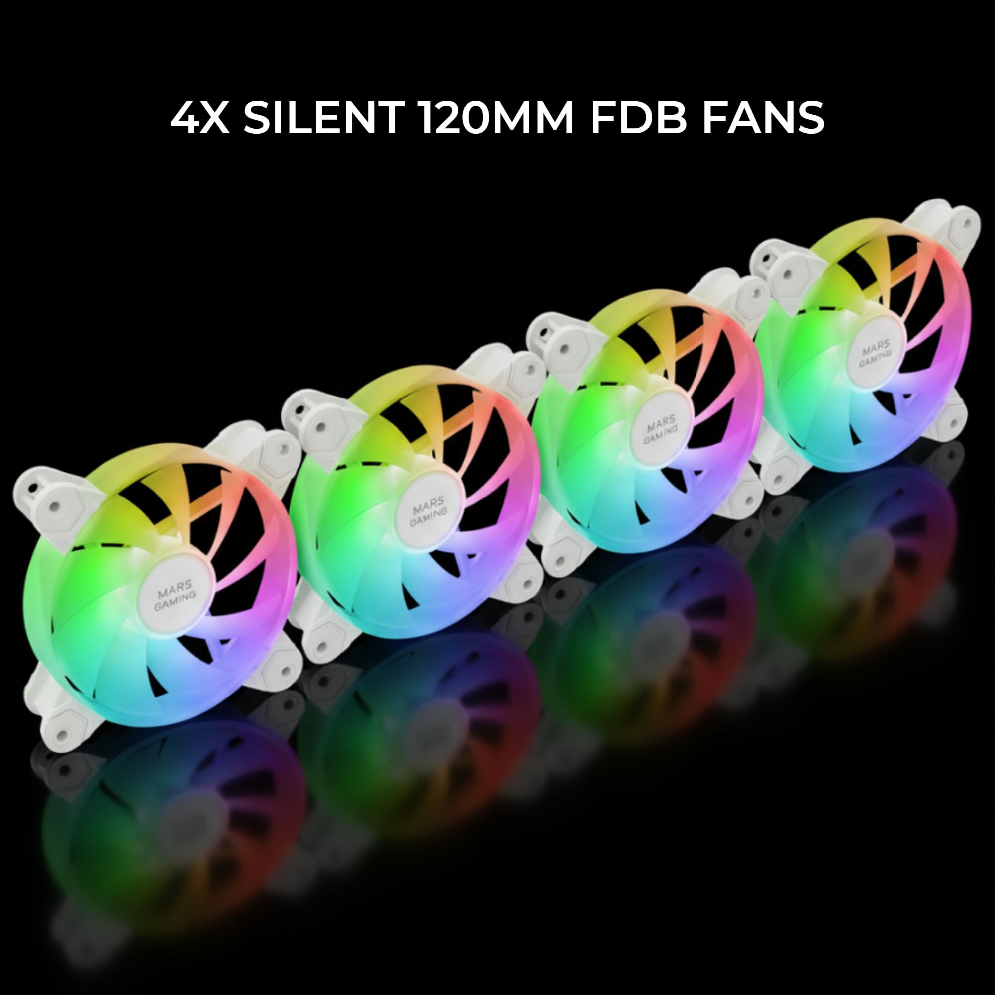 Mars Gaming MFD, Ventilador 120mm CHROMA RGB Dual Automático, Ultra Silencioso 14dB, Conexión Molex 4PIN, Sistema Antivibraciones, Transparente — view 108