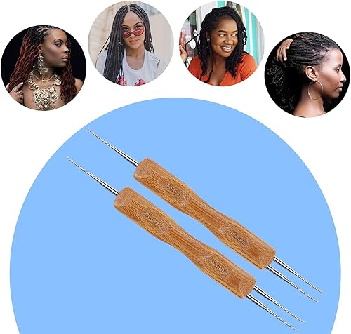 Miniatura 6 de BENBO - 2 ganchos de ganchillo para rastas, gancho de ganchillo de doble extremo para rastas, herramienta de aguja de pelo de rastas, mango de