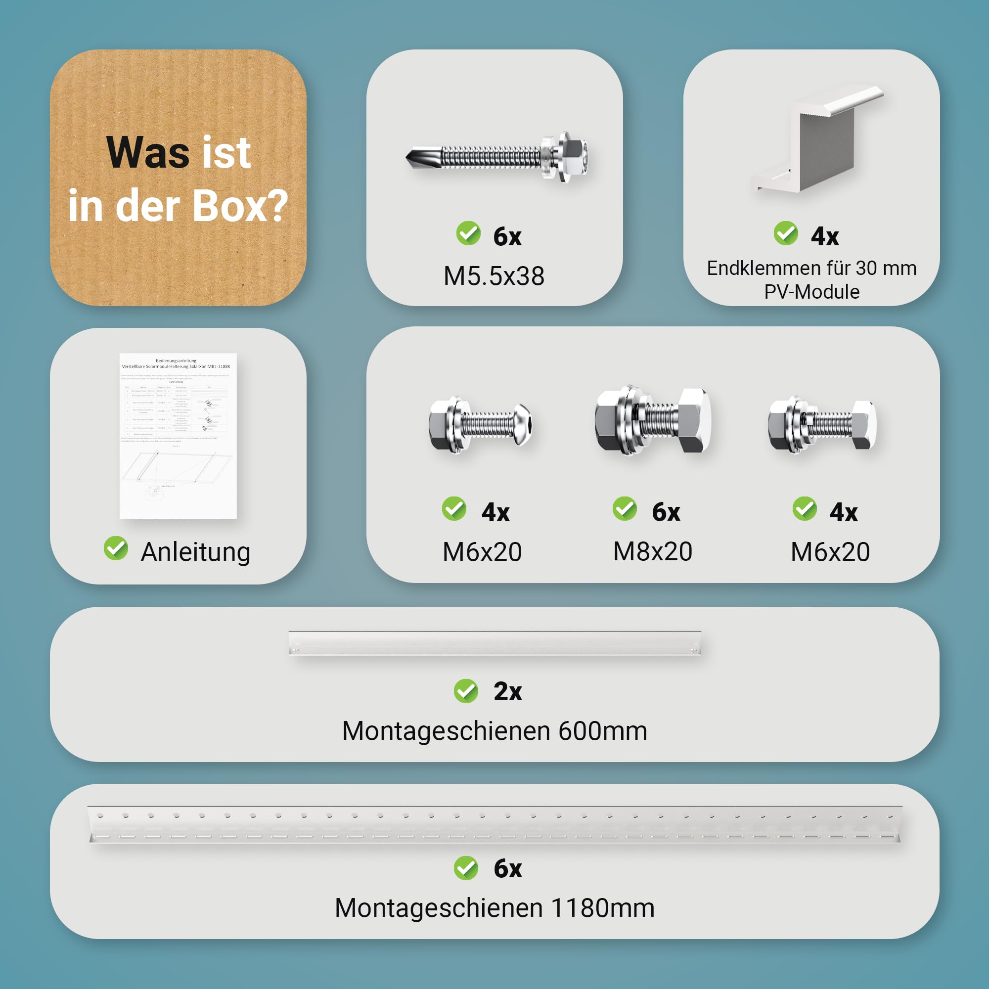 Solarmodul Halterung, 0% MwSt, Alu, 118 cm, 0-90° Winkel, Balkonkraftwerk Halterung, Solarpanel Halterung für Flachdach, Garage, freistehend