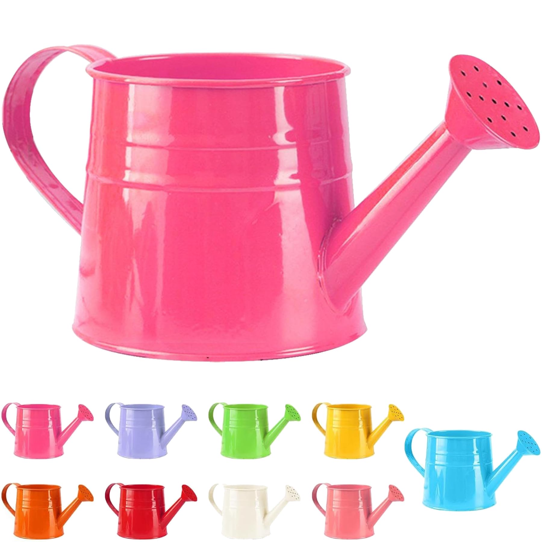 Watering Can Gardening Tool Accessories, Sprinkling Can 1L Metal Flower Garden Watering Can for Outdoor Indoor Plants Lawn Garden (Dark Pink)
