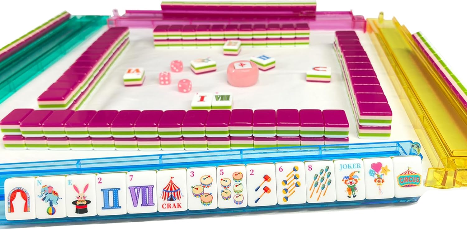 American Mahjong Circus Design Set 1.2-inch 160 Acrylic High-Grade Four Layer Mah-Jongg Tiles