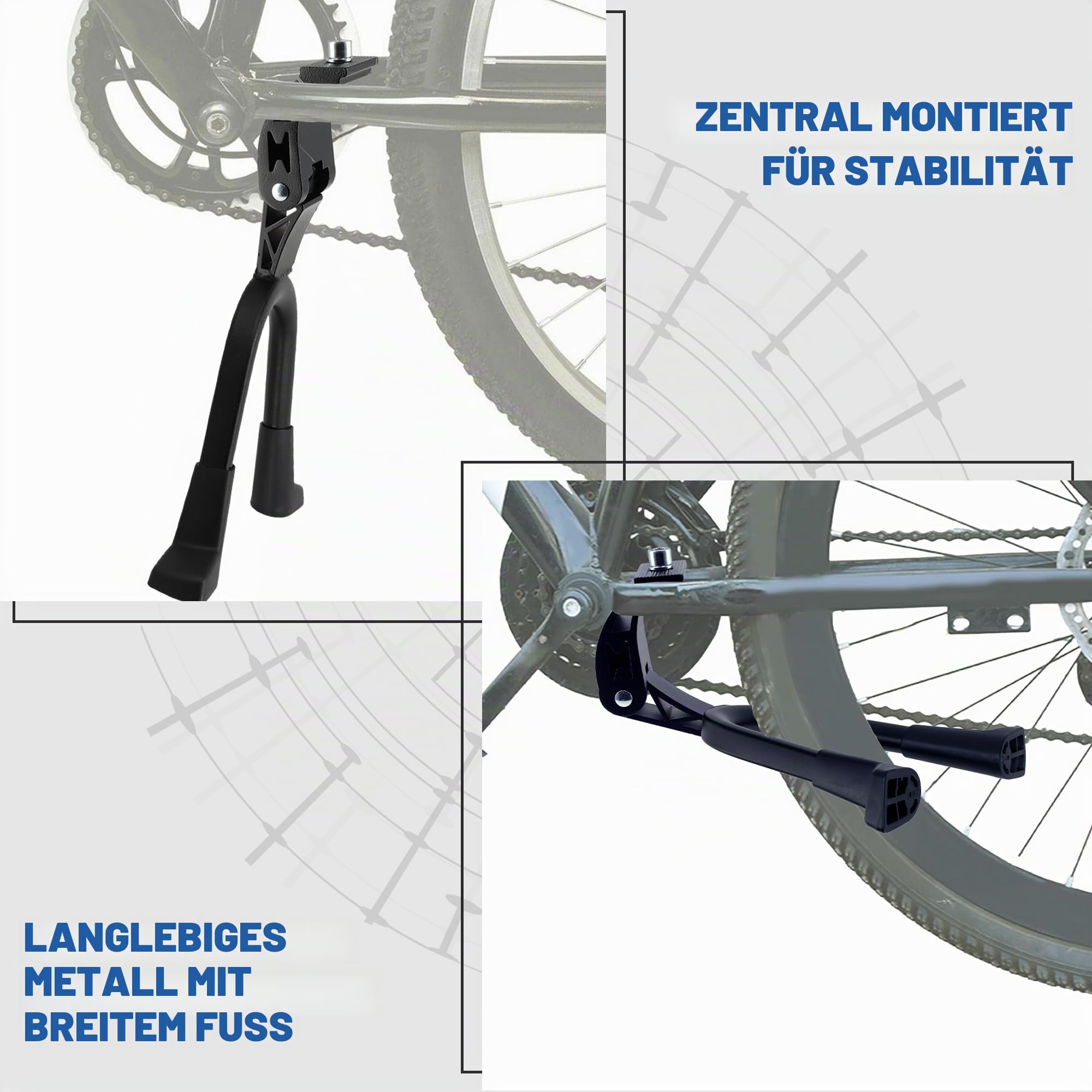 Fahrradständer Doppelbein 28 Zoll - Stabiler Zweibeinständer für E-Bikes & Transporträder | Universal & Extra Stark | Mittelständer für Mutter Fahrrad & Schwere Fahrräder