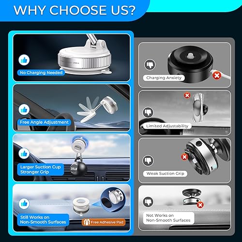 Miniatura 5 de Soporte magnético para teléfono al vacío, soporte magnético de teléfono para automóvil, gimnasio, cocina, espejo, superficie lisa, compatible con